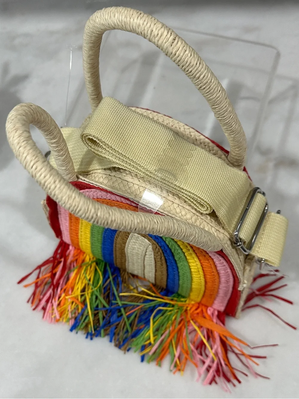 NWOT Rainbow Straw Crossbody Bag for Kids – Multicolor